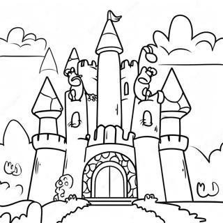 Buntes Mario Schloss Abenteuer Ausmalbild | Mario Schloss Ausmalbild