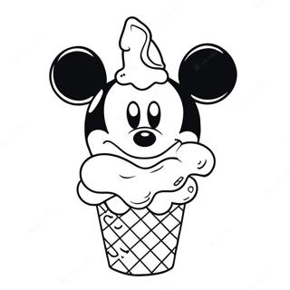 Mickey Mouse Eiscreme-Tüte Ausmalbild | Mickey Maus Eiscreme Ausmalbild