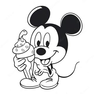 Mickey Mouse genießt Eiscreme Ausmalbild | Mickey Maus Eiscreme Ausmalbild