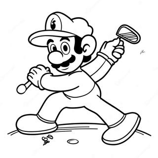 Luigi mit dem Golfschläger Ausmalbild | Mario Golf Ausmalbild