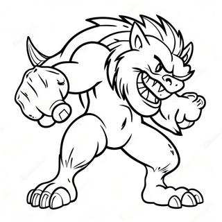 Furchtbarer Werwolf in Aktion Ausmalbild | Werwolf-Igel Ausmalbild