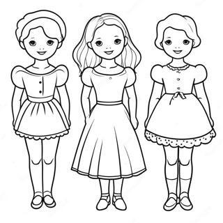 Klassische Papierpuppen-Ausmalbild | Papierpuppen Ausmalbild