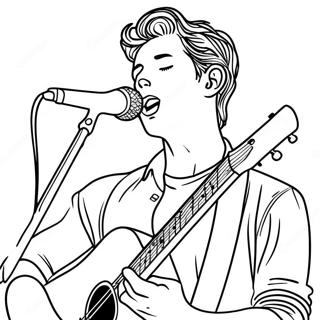 Shawn Mendes singt auf der Bühne Ausmalbild | Shawn Mendes Ausmalbild