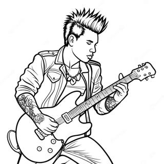 Punk-Rock-Gitarrist Ausmalbild | Punk Ausmalbild
