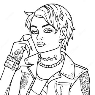 Punk-Fashion-Stil Ausmalbild | Punk Ausmalbild