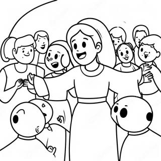 Freudige Gospel-Szene Ausmalbild | Evangeliumsprojekt Ausmalbild
