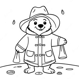 Paddington im Regenmantel Ausmalbild | Paddington Ausmalbild