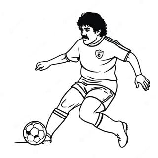 Maradona dribbelt einen Fußball Ausmalbild | Maradona Ausmalbild