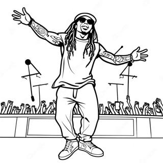 Lil Wayne auf der Bühne Ausmalbild | Lil Wayne Ausmalbild