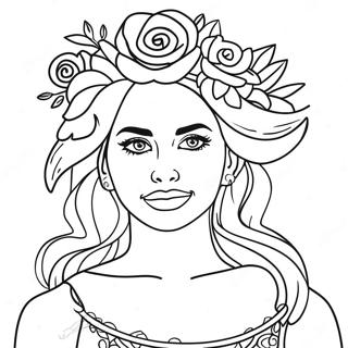 Lana Grün mit Blumenkranz Ausmalbild | Lana Grün Ausmalbild