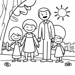 Strichmännchen Familie Ausmalbild | Stock Ausmalbild