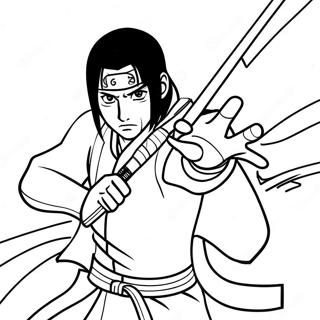 Itachi Naruto im Kampf Ausmalbild | Itachi Naruto Ausmalbild