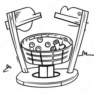 Buntes Disc Golf Korb Ausmalbild | Disc Golf Ausmalbild