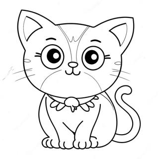 Niedliche Pop Katze mit großen Augen Ausmalbild | Pop Katze Ausmalbild