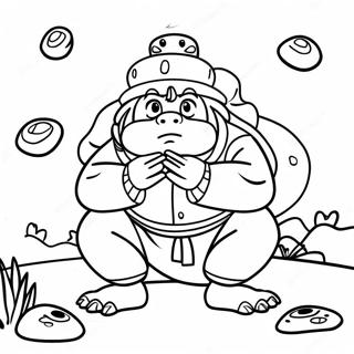Jiraiya beschwörende Frösche Ausmalbild | Jiraiya Ausmalbild