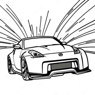 350z Rennwagen in Bewegung Ausmalbild | 350z Ausmalbild