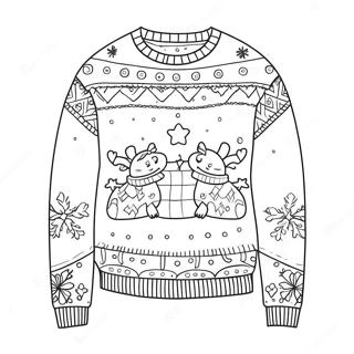Festliches Weihnachtspullover Ausmalbild | Weihnachtspullover Ausmalbild