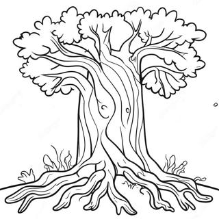 Realistisches Eichenbaum Ausmalbild | Realistischer Baum Ausmalbild