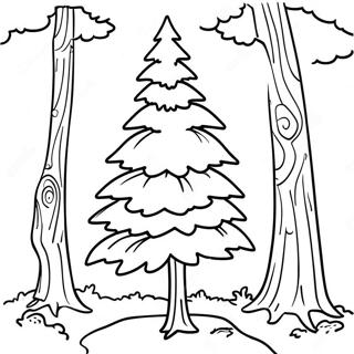 Majestätischer Kieferbaum Ausmalbild | Realistischer Baum Ausmalbild