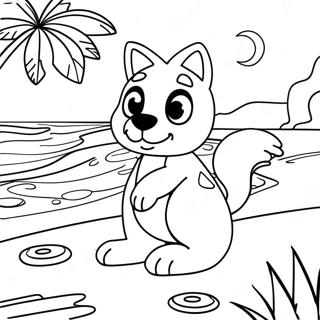 Bluey Strand Ausmalbild | Bluey Strand Ausmalbild
