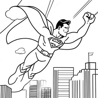 Superheld Superman fliegend Ausmalseite | Mann aus Stahl Ausmalbild