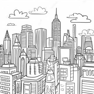 Stadtansicht Skyline Ausmalseite | Stadtansicht Ausmalbild