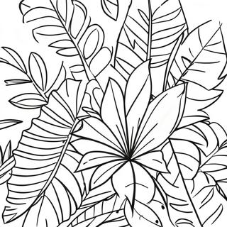 Tropische Blätter Ausmalbild | Botanisch Ausmalbild