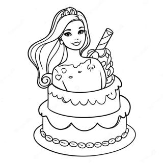 Barbie Kuchen Dekorieren Ausmalbild | Barbie Kuchen Ausmalbild