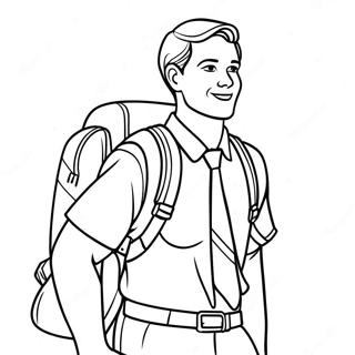 LDS Missionar mit Rucksack Ausmalbild | LDS Missionar Ausmalbild