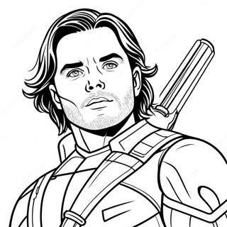 Bucky Barnes in heroischer Pose Ausmalbild | Bucky Barnes Ausmalbild