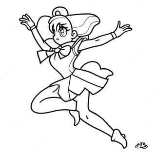Sailor Jupiter in dynamischer Pose Ausmalbild | Sailor Jupiter Ausmalbild