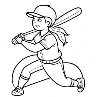 Softballspieler schwingt den Schläger Ausmalbild | Softball Ausmalbild