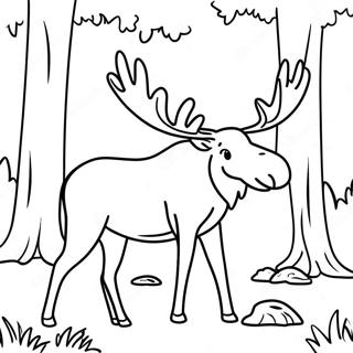 Majestätischer Elch im Wald Ausmalbild | Elche Ausmalbild