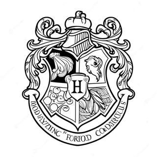 Detailliertes Hogwarts-Wappen Ausmalbild | Hogwarts-Wappen Ausmalbild