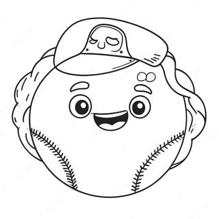 Niedlicher Softball mit Lächeln Ausmalbild | Softball Ausmalbild
