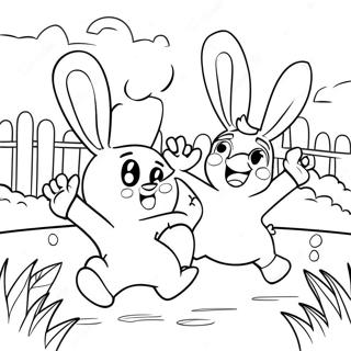 Lustige Rabbids, die im Park spielen Ausmalbild | Rabbids Ausmalbild