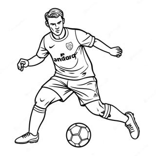 Fußballspieler, der den Ball dribbelt Ausmalbild | Fußballspieler Ausmalbild