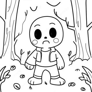 Ink Sans im gruseligen Wald Ausmalbild | Tinte Sans Ausmalbild