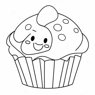 Fröhlicher Bluey Muffin Ausmalbild | Blauy Muffin Ausmalbild