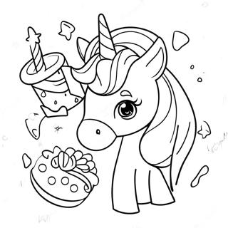 Magische Einhorn Leckereien Ausmalbild | Einhorn Essen Ausmalbild