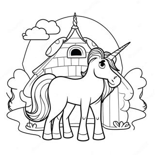 Einhorn Haus Ausmalbild | Einhornhaus Ausmalbild