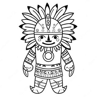Bunte Kachina Puppe Ausmalbild | Kachina Puppe Ausmalbild
