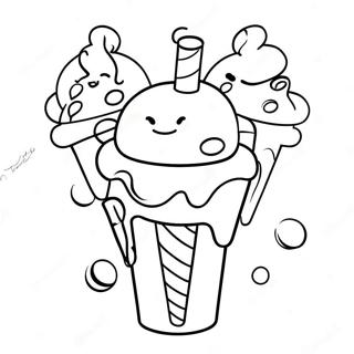 Buntes Eisbecher-Ausmalbild | Eiscreme Ausmalbild