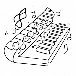 Buntes Xylophon mit musikalischen Noten Ausmalbild | Xylophon Ausmalbild