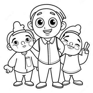 Fröhliche Brotverdiener Familie Ausmalbild | Brotverdiener Ausmalbild