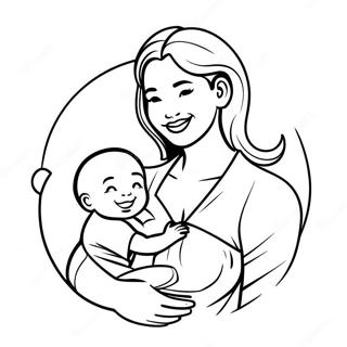 Glückliche stillende Mama Ausmalbild | Stillen Ausmalbild