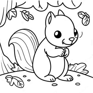 Niedliches Herbst-Eichhörnchen Ausmalbild | Herbst Eichhörnchen Ausmalbild