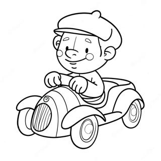Noddy fährt sein buntes Auto Ausmalbild | Noddy Ausmalbild