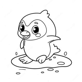 Niedlicher Pinguin, der auf Eis rutscht Ausmalbild | Antarktis Ausmalbild