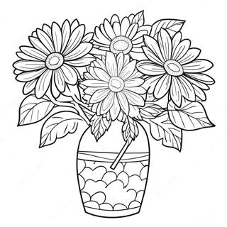 Schöner Chrysanthemenstrauß Ausmalbild | Chrysantheme Ausmalbild